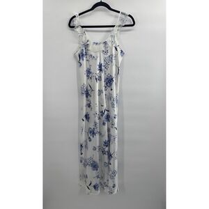 Oscar De La Renta Pink Label L Chemise Blue Floral Cottage Romantic Coastal